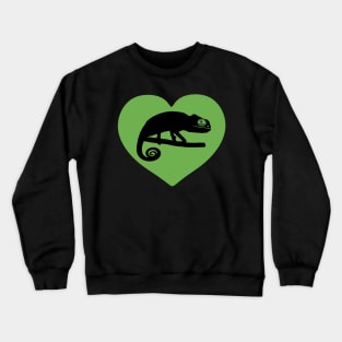 Green Cute Chameleon Heart for Chameleon Lovers Crewneck Sweatshirt